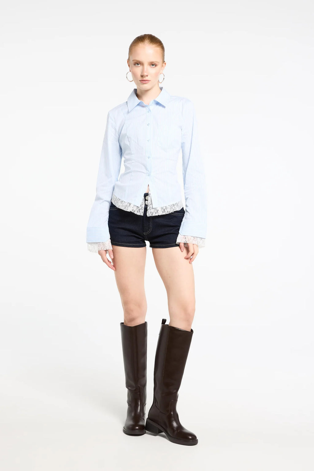Blouse with Lace Panel